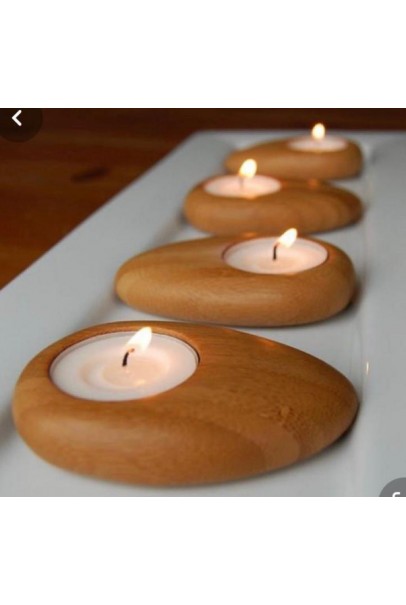 Wooden Candle Tea Light Holder Flat